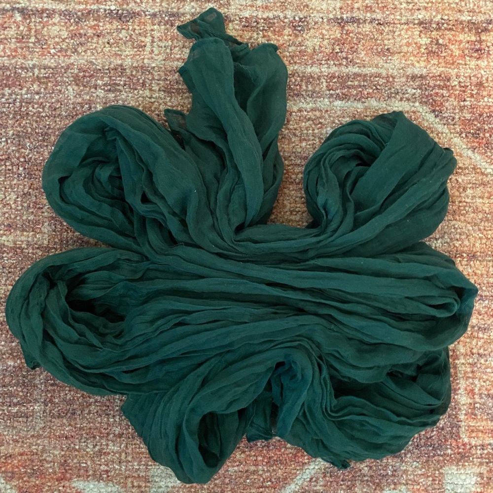 Long Semi-Sheer Gauzy Green Scarf Accessory